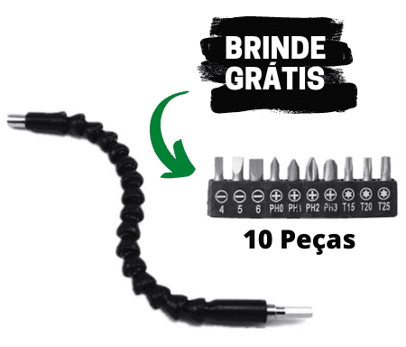 Extensor Flexível Parafusadeira - 1O Chaves Brinde Grátis