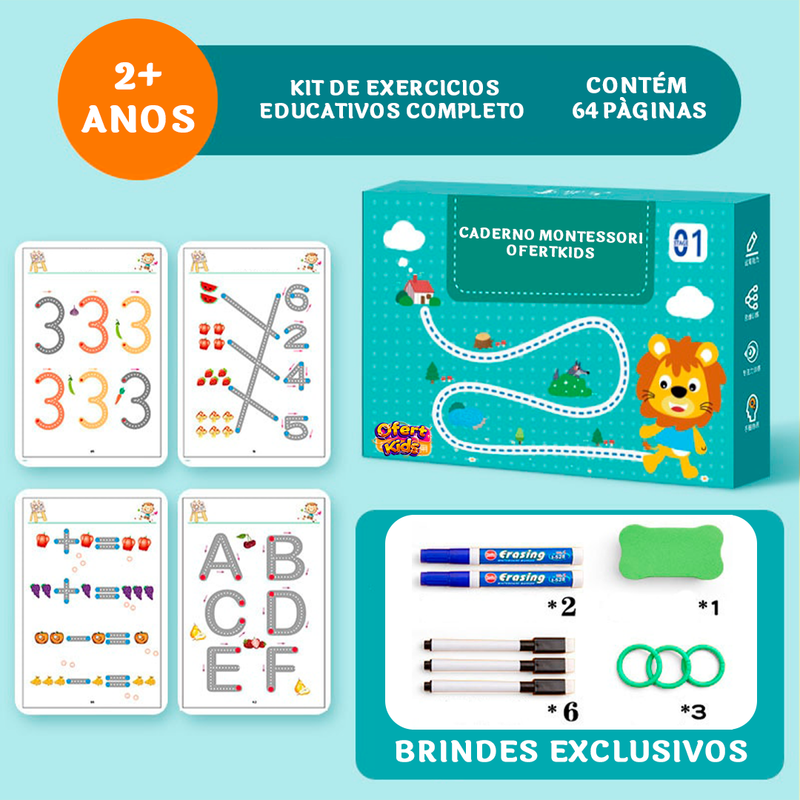 Caderno Montessori Loja MegaVerse - Treina a Coordenação Motora e Desperta a Imaginação da Criança+BRINDES EXCLUSIVOS